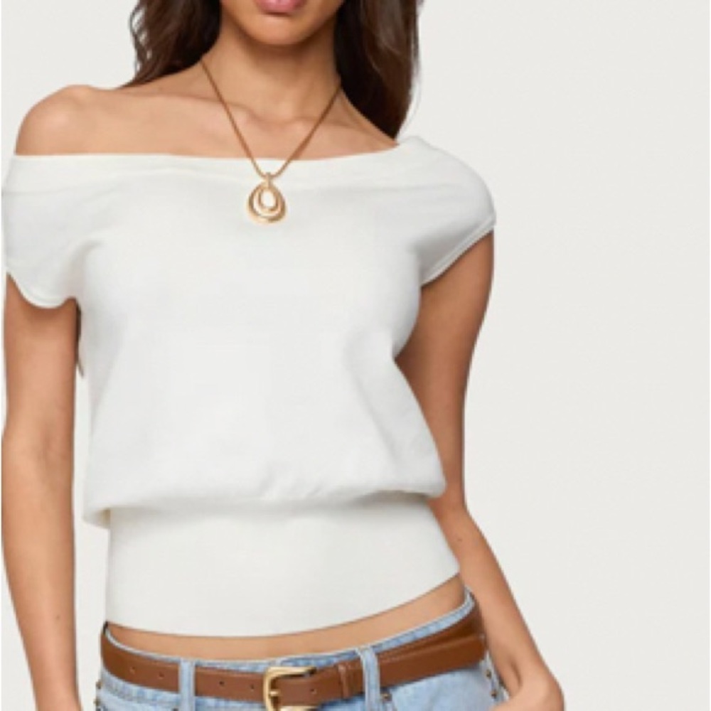 Elegant Off-Shoulder White Sweater